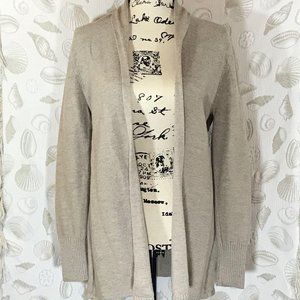 Vertical Design Womens L Beige Open Front Cardigan